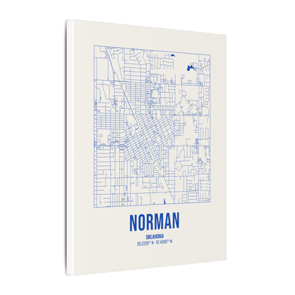 Norman Street Map Canvas, Royal Blue on Cream