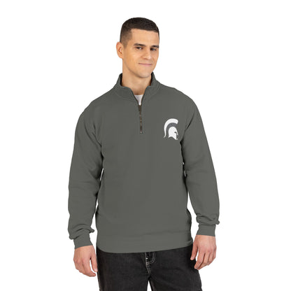 Bixby Spartans White Helmet Quarter-Zip Pullover Comfort Colors Tee