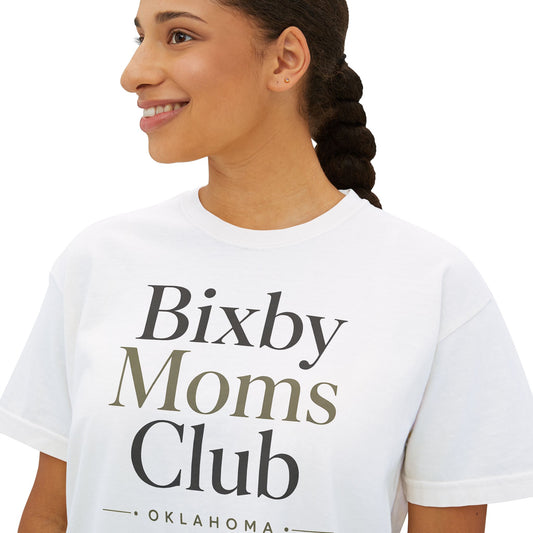 Bixby Moms Club Boxy Tee — Women's Local Mom Group Shirt (Oklahoma)