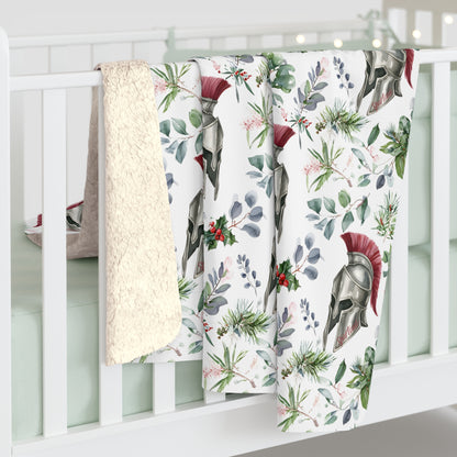 Spartan Christmas Floral Sherpa Fleece Blanket