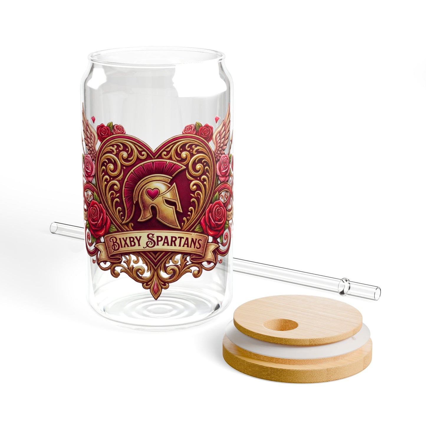 Bixby Spartan Valentine's Heart 16oz Sipper Glass
