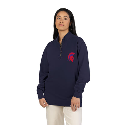 Bixby Spartans Red Helmet Quarter-Zip Pullover Comfort Colors Tee