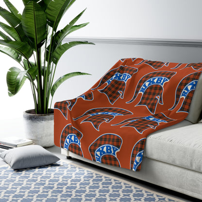 Red Plaid Bixby Spartans Helmet Sherpa Fleece Blanket – Cozy Fall Throw