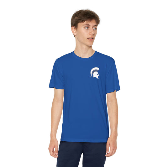 Spartan White Logo Youth Sport-Tek Tee