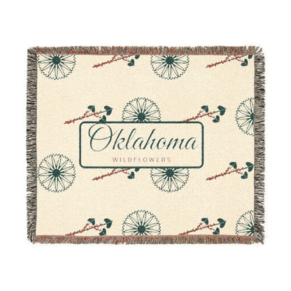 Woven throw blanket woven with Oklahoma Wildflower.
