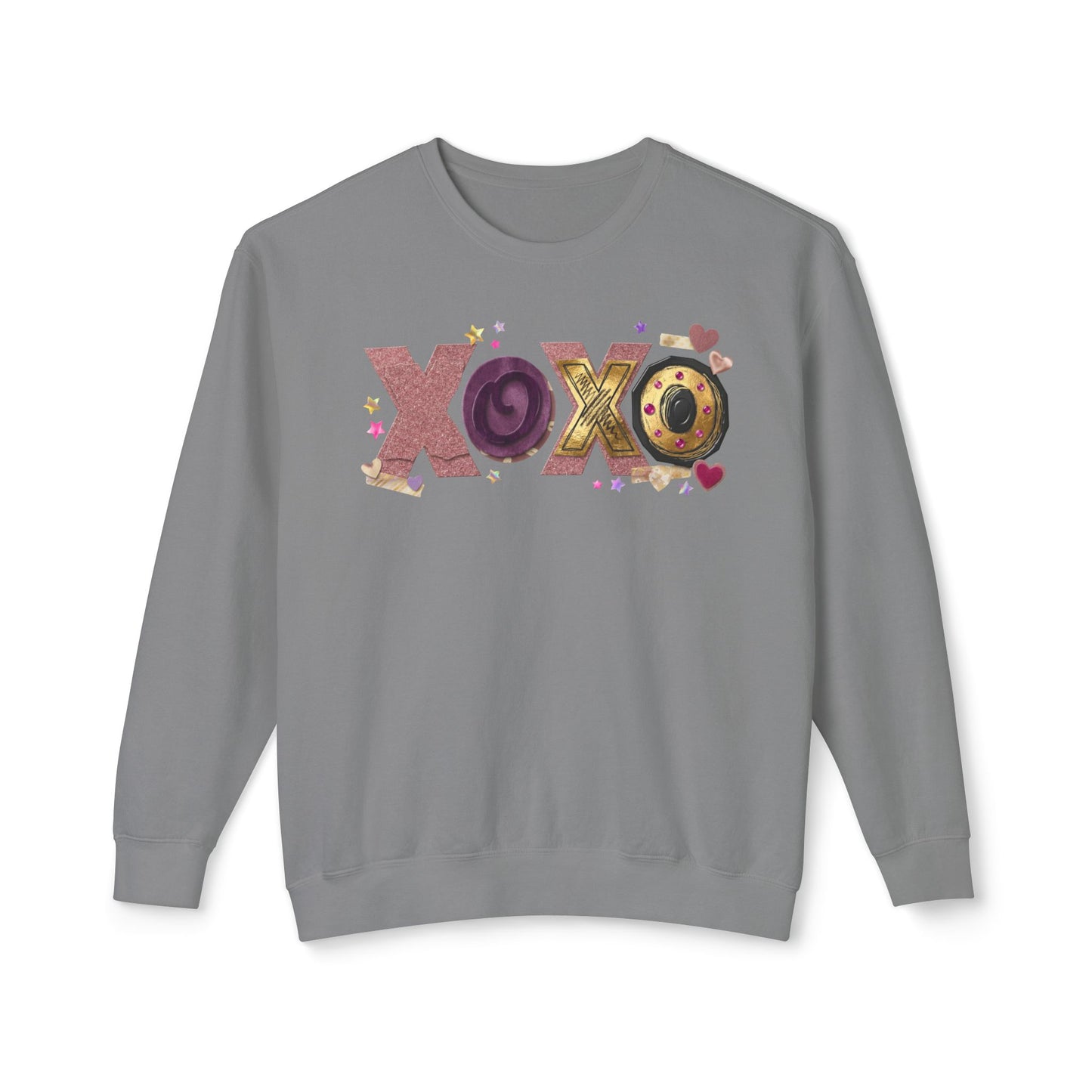 XOXO Candy Heart Graphic Comfort Colors Sweatshirt | Valentine Hearts Love Design