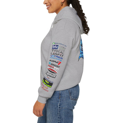 RV Megawatt Hoodie — Retro Camper Graphic Pullover with Sponsor Sleeve Logos