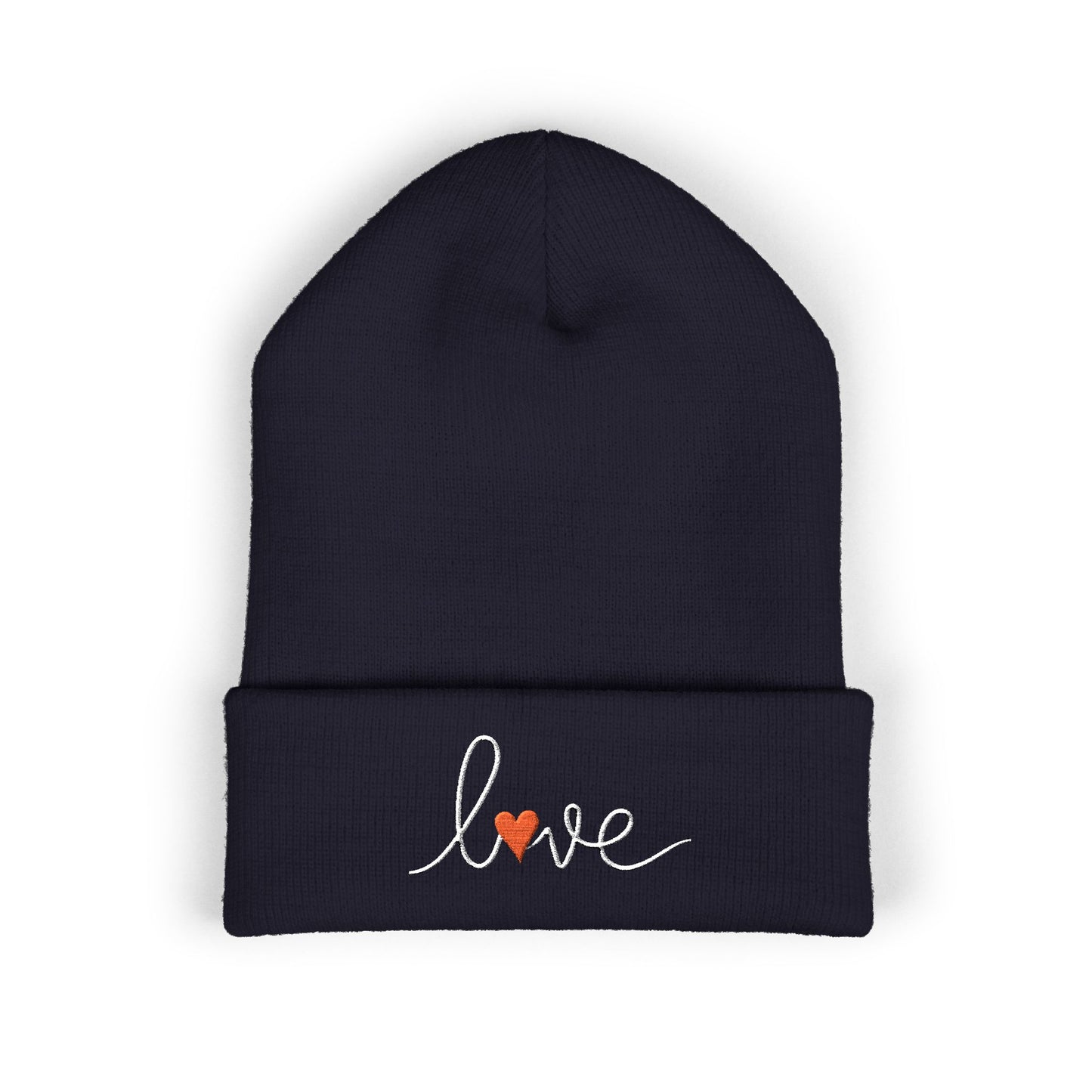 Love Embroidered Cuffed Beanie Cozy Casual Knit