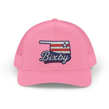 Bixby OK Red White & Blue Embroidered Trucker Snapback