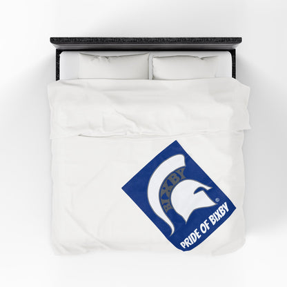Spartan White Logo Velveteen Plush Blanket
