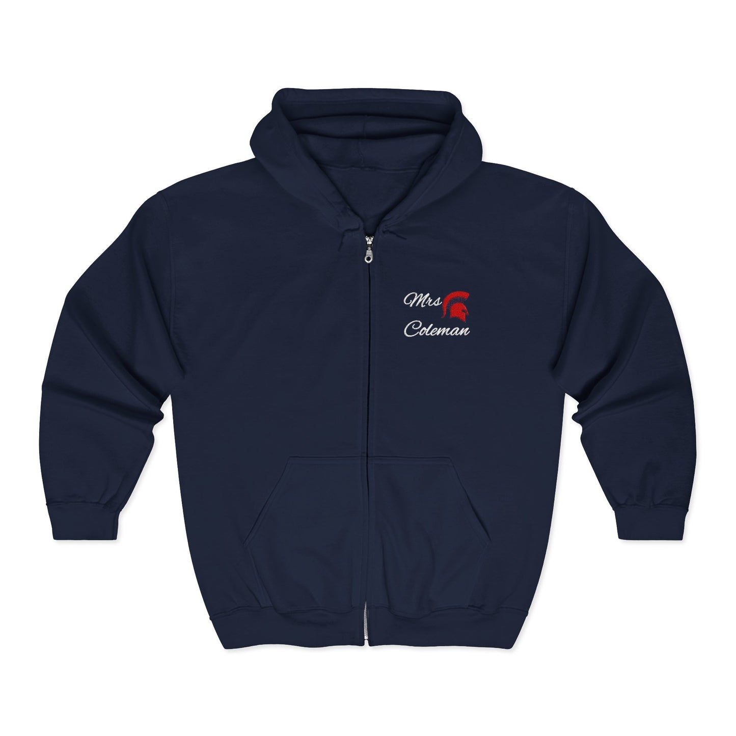 Personalized Spartan Helmet and Name Embroidered Full Zip Gildan Hoodie