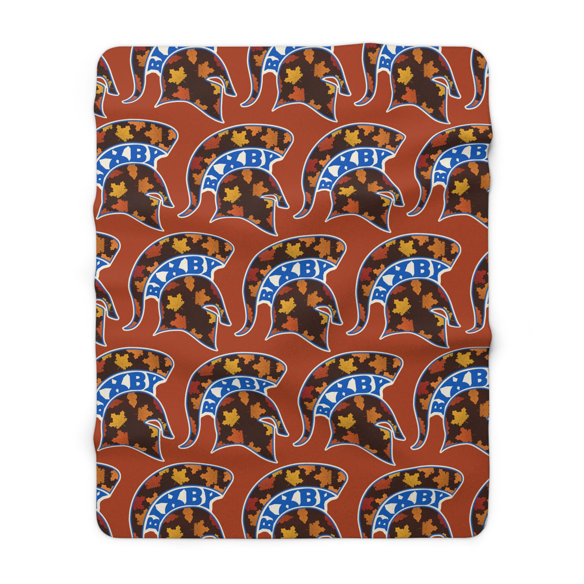 Fall Leaves Bixby Spartans Helmet Sherpa Fleece Blanket – Cozy Autumn Throw