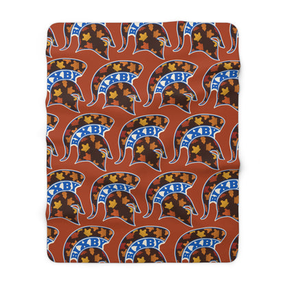 Fall Leaves Bixby Spartans Helmet Sherpa Fleece Blanket – Cozy Autumn Throw