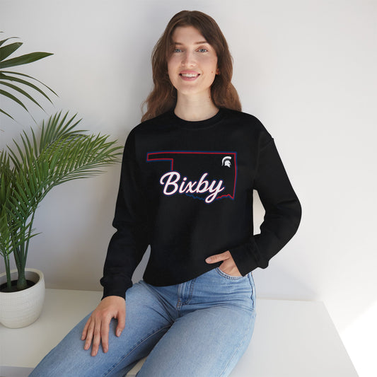 Bixby OK White Spartan Logo Gildan Sweatshirt