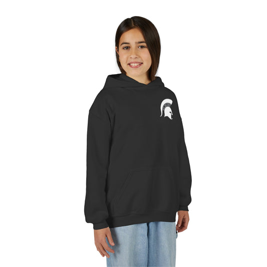 Spartan White Logo Youth Gildan Hoodie