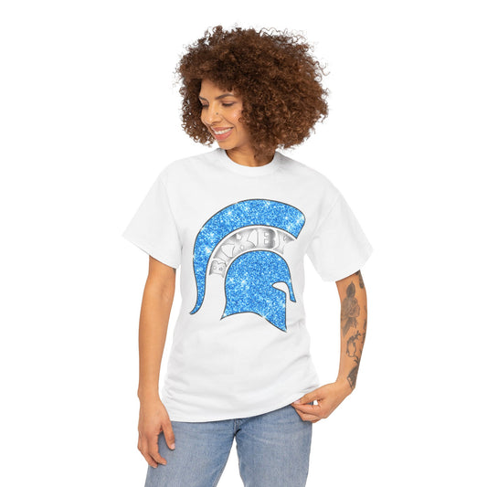 Bixby Spartan Blue Helmet Bling Gildan Tee