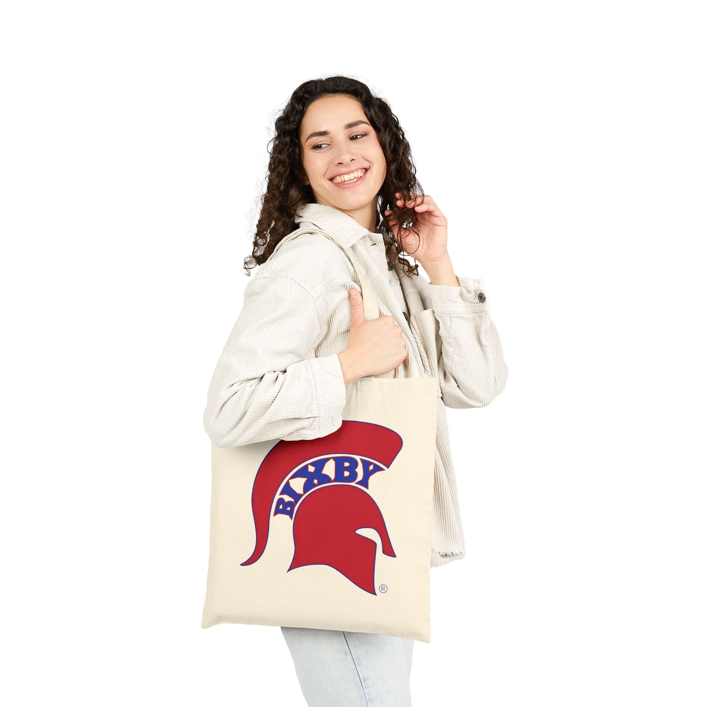 Spartan Red Logo Cotton Canvas Tote Bag
