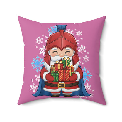 Spartan Santa Pink Christmas Pillow