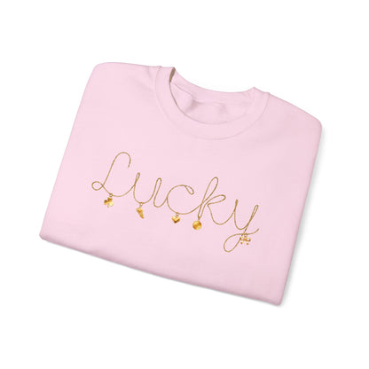 Lucky Script Necklace Crewneck Gildan Sweatshirt