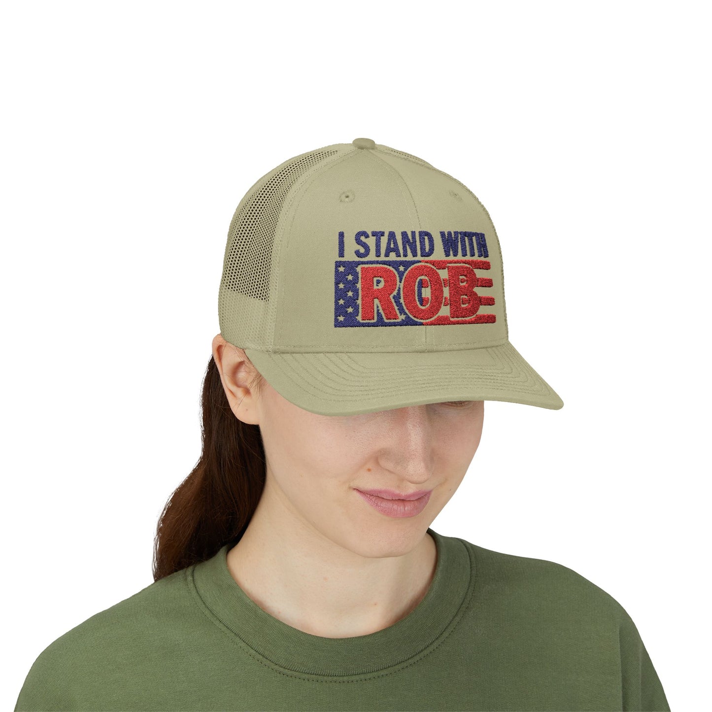 Patriotic Flag - I Stand With Rob Embroidered Trucker Snapback