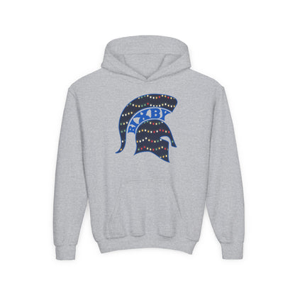 Bixby Spartans Christmas Lights Helmet Youth Hoodie, Kids Holiday