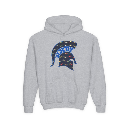 Bixby Spartans Christmas Lights Helmet Youth Hoodie, Kids Holiday