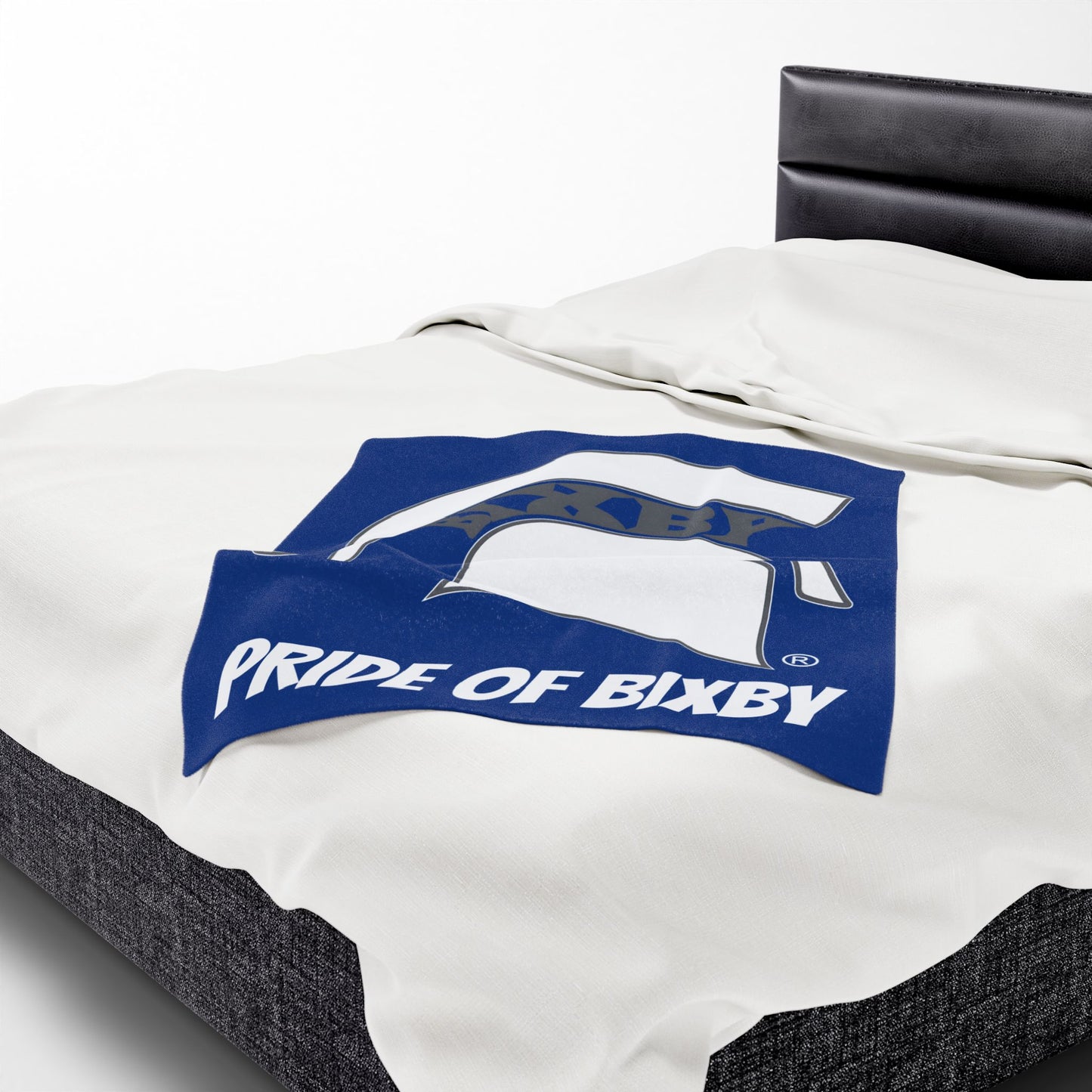 Spartan White Logo Velveteen Plush Blanket