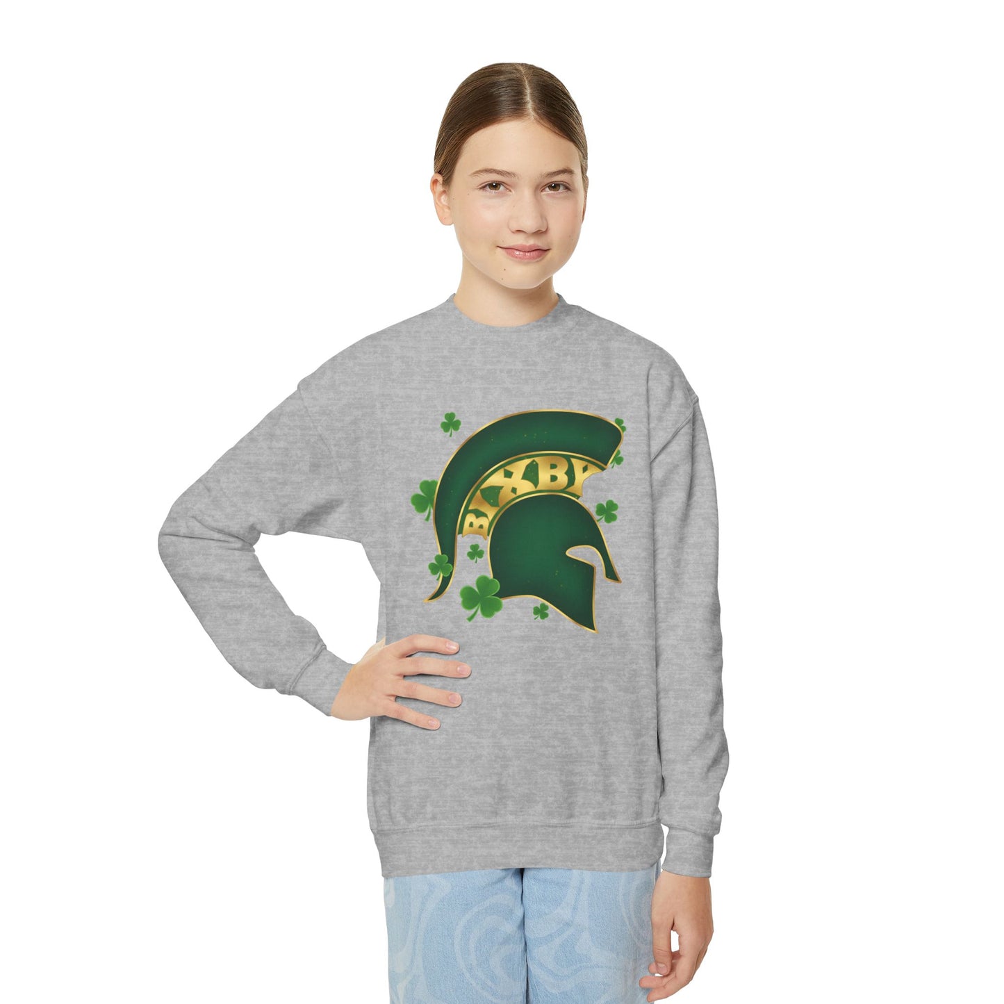 St. Patty's Good Luck Spartan Helmet Youth Sweatshirt