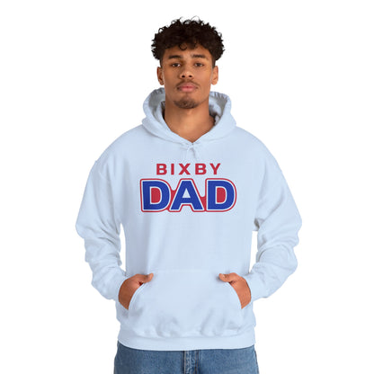Bixby Dad Hoodie Large Print Retro Red & Blue Dad Pullover