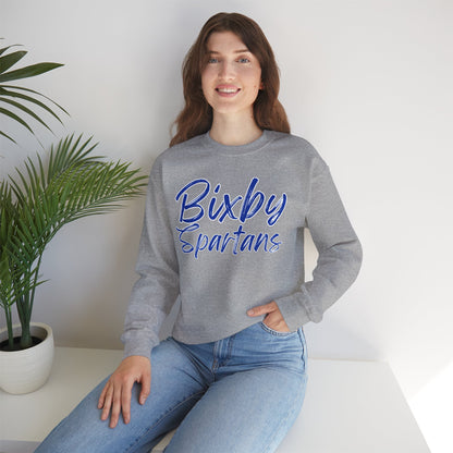Bixby Spartans Cursive Print Gildan Sweatshirt