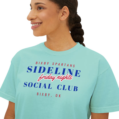Bixby Spartans Sideline Social Club Friday Nights Women's Boxy Tee – Football Mom Shirt