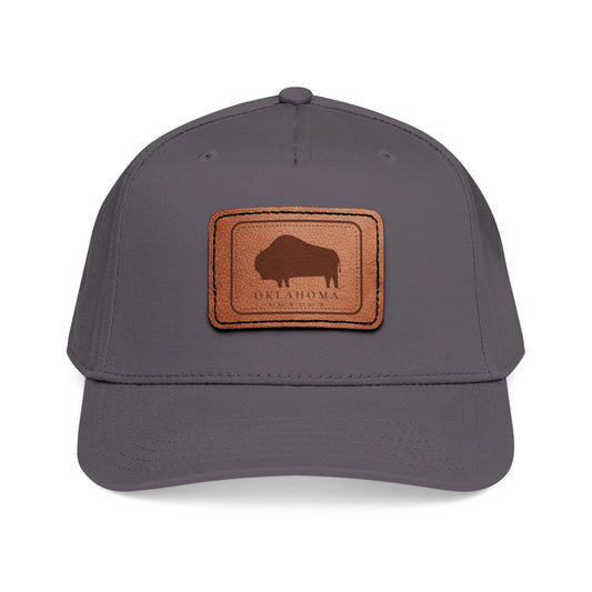 Cap embroidered with Bison Oklahoma Leather Patch.