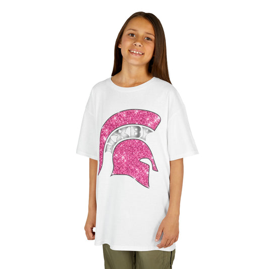 Bixby Spartan Pink Helmet Bling Youth Gildan Tee