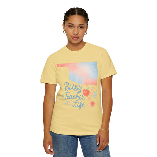 Teacher Life Bixby OK Watercolor Comfort Colors Tee