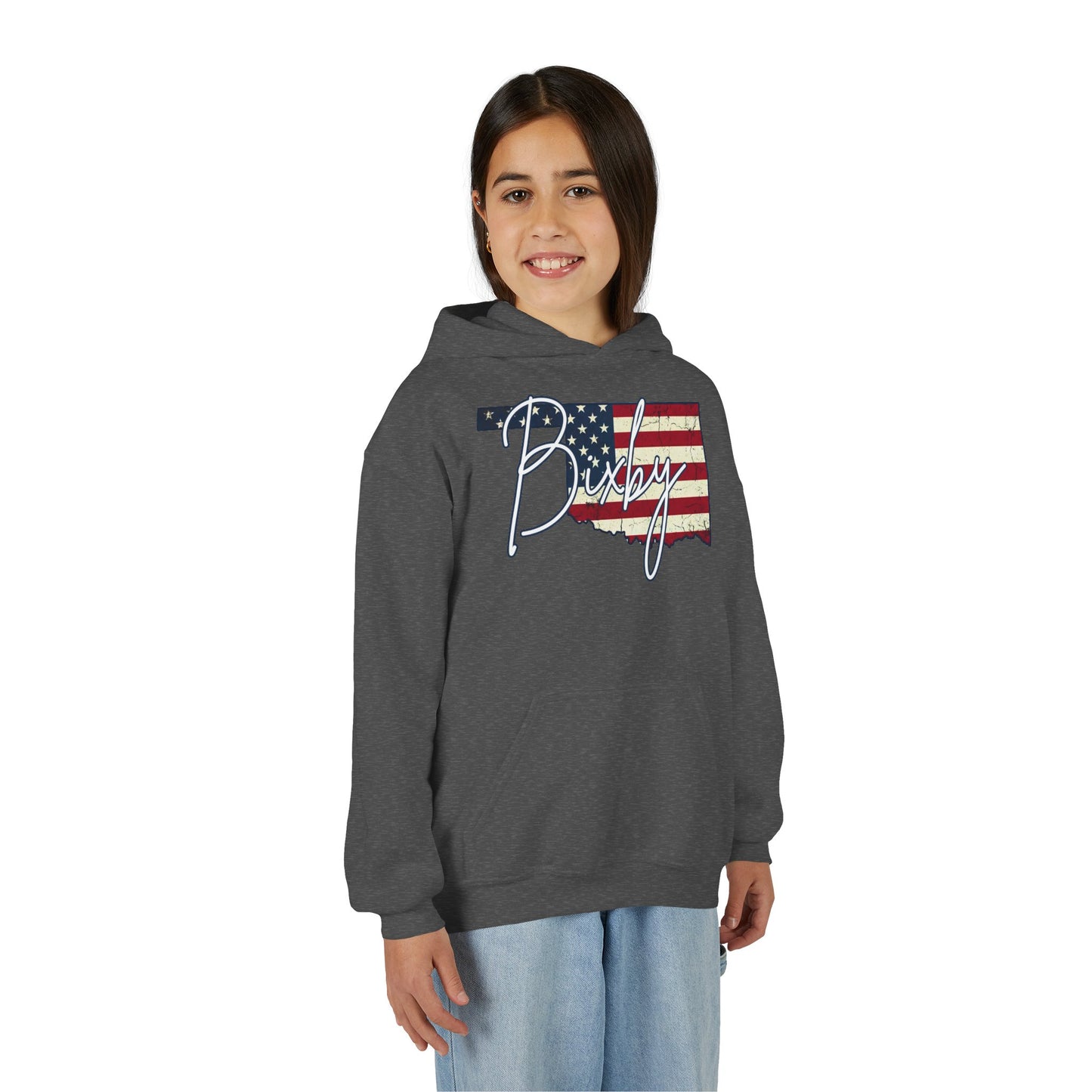 Oklahoma Flag Bixby Script Youth Hoodie