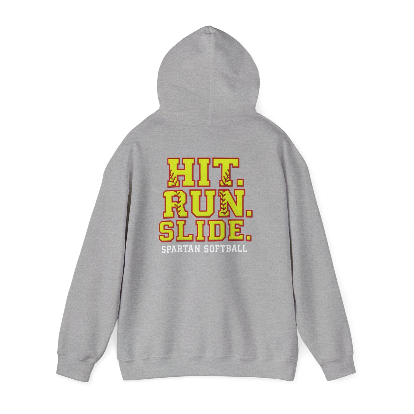 Hit. Run. Slide. Spartan Softball Gildan Hoodie