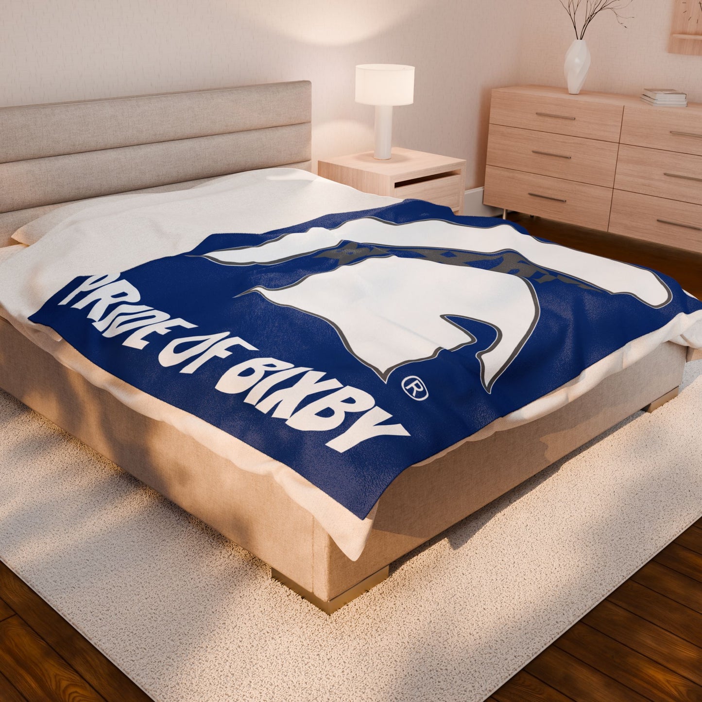 Spartan White Logo Velveteen Plush Blanket