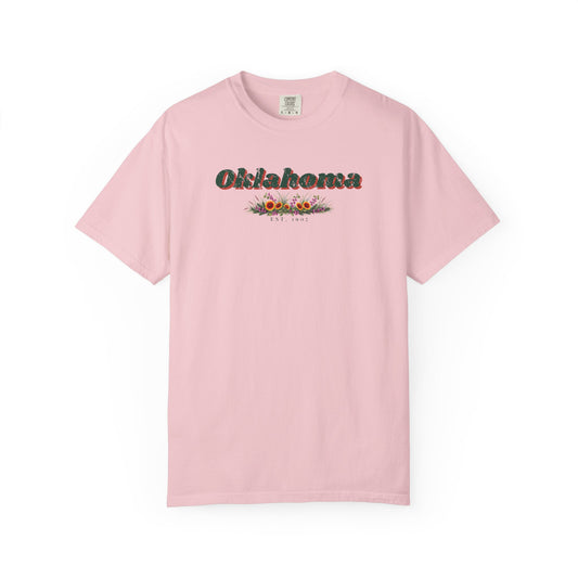 Retro Wildflower Oklahoma Tee in Blossom, front view