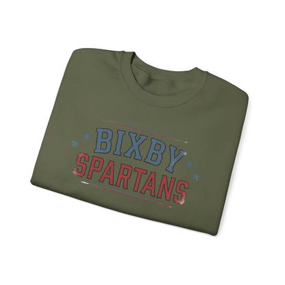 Bixby Spartans Vintage Distressed with Sleeve Print Spirit Sweatshirt