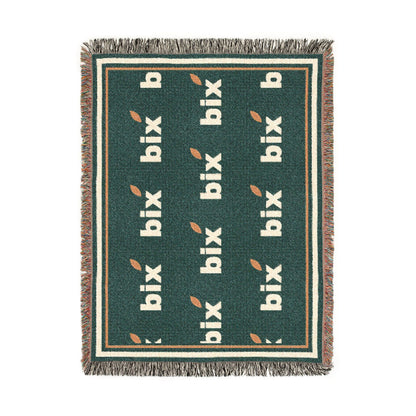 bix Stamp Monogram Woven Throw Blanket