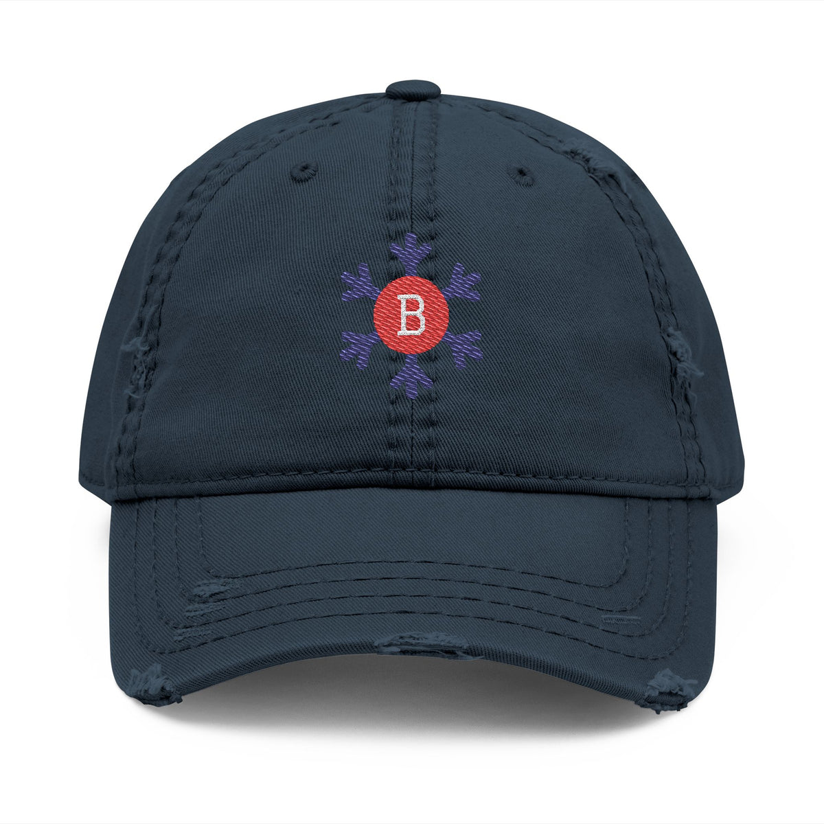 Bixby Spartans Snowflake B Distressed Dad Hat, Winter Embroidered