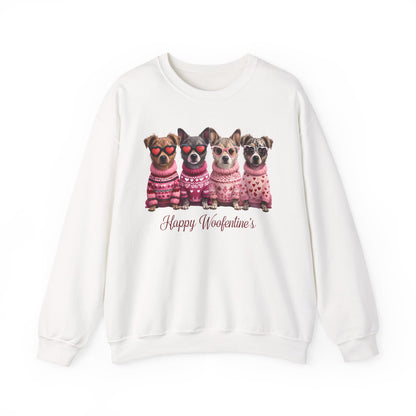 Happy Woofentine Dogs Crewneck Sweatshirt | Valentine Paw Print