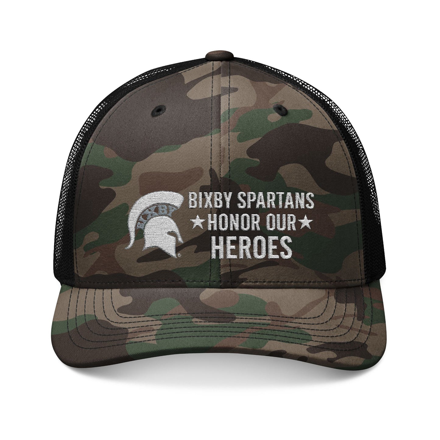 Spartan Military Appreciation Embroidered Camouflage Trucker Hat