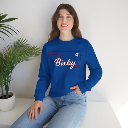 Bixby OK White Spartan Logo Gildan Sweatshirt