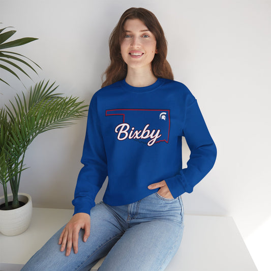 Bixby OK White Spartan Logo Gildan Sweatshirt