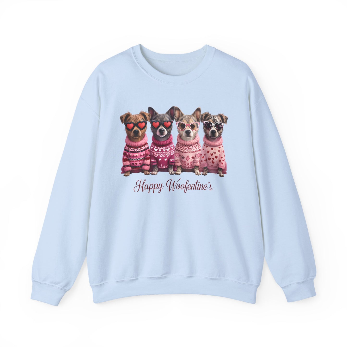 Happy Woofentine Dogs Crewneck Sweatshirt | Valentine Paw Print