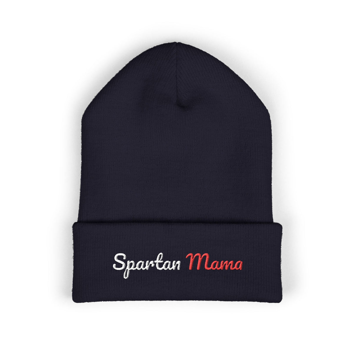 Spartan Mama Embroidered Cuffed Beanie – Cozy Winter Hat for Proud Moms
