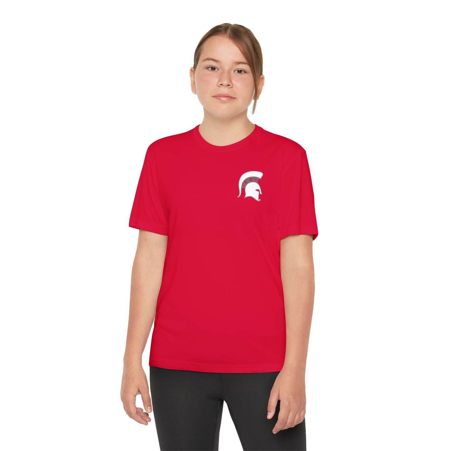 Spartan White Logo Youth Sport-Tek Tee