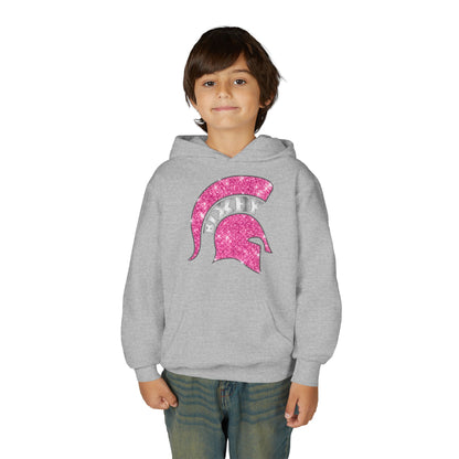 Bixby Spartan Pink Helmet Bling Youth Gildan Hoodie