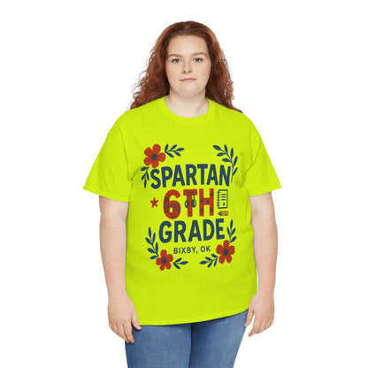 Floral Sixth Grade Spartan Gildan Tee